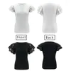 Kvinnors T-skjortor Fashion Elegent Women T-shirt Lace Patchwork Kort ärmar O Neck Toppar Summer Casual Loose Solid Color Tees Tshirt