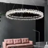 Lustres Nordique luxe lustre en cristal moderne anneau d'or pendentif LED lumières salon salle à manger chambre décor à la maison Lustres lampe suspendue