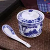 Tigelas 2pcs Conjunto de tabela de mesa Jingdezhen Cerâmica Hom Stew Bowl Sopa Chinesa Osso