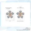 Stud Earrings ZHOUYANG Crystal Flower For Women Korean Simple Cute Rose Gold Color Piercing Gift Wholesale Fashion Jewelry E399