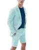 Men's Suits Mens Summer Casual Linen Slim Fit Beach Suit 2 Piece Blazer & Shorts Set Wedding Party Prom Holiday