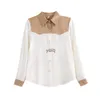 Vrouwen Blouses Shirts Elegante Stitng Button Up Vrouwen Lange Mouw Blouse Mode Losse Cloes Shirt Lady Tops Blusasyolq