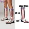 Buty moda kobiety kowboj na masywne obcasy metalowe cowgirl zachodnie kieliszki w stylu vintage buty plus size 231130