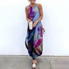 Casual jurken maxi sexy mouwloze Sundress dames bloemenprint causale halter zomer strandjurk asymmetrische dames sling lang