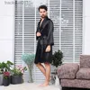 Robes pour hommes Grande taille hommes Robe Kimono peignoir Robe avec poche noir soie Satin vêtements de nuit vêtements de nuit printemps été Homewear 5XL 6XL 7XL L231130