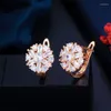 Hoop Earrings Pera Delicate Square Circle Design Dubai Gold Color Cubic Zirconia Huggie For Women Korean Party Jewelry Gift E383