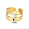 Band Rings Hollow Multilayer Line Stainless Steel Rings for Women Girls Geometric Open Gold Color Finger Rings Aesthetic Wedding Jewelry R231130