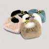 Wallets Faux Fur Tote Plush Half Moon Bag Metal Chain Shoulder Winter Ladies Clutch Wallet Furry Short Handle Wrist