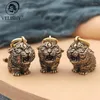 Porte-clés cuivre tigre petits ornements rétro en laiton zodiaque chinois Animal Statue Figurines pendentifs Antique décor de bureau à la maison