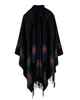 Scarves Autumn Winter Stoles Women Knitted Poncho Cape Hooded Stripe Oversized Cardigan Blanket Long Shawl Scarf Cashmere Pashmina 2023