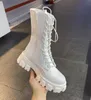 NIEUWE herfstschoenen dames lakleren laarzen ronde neus dikke hak dameslaarzen winter effen veterlaarzen westerse laarzen dames