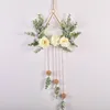 Decorative Flowers Wreaths Cilected Hydrangea Artificial Flowers Eucalyptus Wreaths Wall Hanging Iron Hoop Wreath For Wedding Party Door Decoration 231129