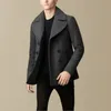 Men's Wool Blends short men's casual fashion double-breasted suit collar wool and velvet blended jacket coat 231130