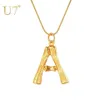 U7 – colliers avec pendentif en bambou pour femmes, grandes lettres, initiales, avec 22 chaînes serpent, bijoux de l'alphabet, cadeau de fête des mères, P1219U