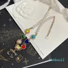 Lettre pendentif colliers de luxe femmes perle collier de pierres précieuses chaîne ne se décolore jamais en laiton cuivre véritable plaqué pull collier bijoux accessoires