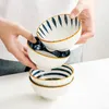 Skålar 1st 4,5 tum japansk ben porslin ris skål enkel snabb nudel porslin frukost hushåll återanvändbar keramik