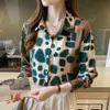 Kvinnors blusar skjortor Autumn Casual Print Shirt Långärmning Single Breasted Turn-Down Collar Female 2023 Fashion Loose Ladies Topssyolq