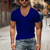 T-shirts pour hommes Summer Waffle Couleur Solid Col V Tees Mâle 2023 Séchage rapide Tops Jeunes Hommes Casual Cool Streetwear Tricoté T-shirt à manches courtes