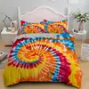 Beddengoedsets Tie Dye Trooster Cover Set Spiraal Etnisch Boho Dekbed Swirl Geverfd Patroon Bed