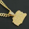 Hip Hop Personalized New Product Full Diamond Letter Hanging Tag Pendant Necklace Men's Cool Trendy Wear Cuban Chain