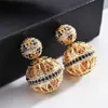 Luxe creux concepteur coloré Zircon deux côtés boule boucles d'oreilles Vintage Enthic bijoux pour les femmes cadeau de fête Zk30 220125274H