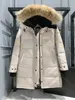 Designer-Damen-Daunenjacke, kanadische Modemarke Gooses, langer Mantel, große Tasche, Pelzkragen, Thermo-Top, Damen-Parka, große Kleidung