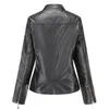 Damen Leder Faux Jacke Frauen Reißverschlüsse Frühling Herbst PU Mandarin Kragen Rot Motor Biker Mantel Weibliche Übergroßen 231129