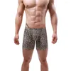 Onderbroek Ikingsky heren luipaard Lange poot bokser bouch trunks sexy low rise build short onder slipje voor mannen