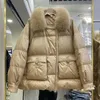 Kobiety FUR FUAX LAGABOGY 2023 Winter Woman Real 90 White Duck Down Jacket Short Puffer Płaszcz Kobieta Vintage Mink Patchwork Parkha 231129