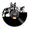 Bulldog francese Disco in vinile Orologio da parete Design moderno Animale Negozio di animali Decor Cucciolo Relogio De Parede Regalo amante 210913226M