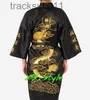 Męskie szaty granatowe tradycyjne chińsko -chińskie satynowe jedwabną szatę smok smok Kimono Bath Suknia nocna S M L XL XXL XXXL MR024 L231130