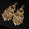 Boucles d'oreilles pendantes couleur or arabe pour femmes, en forme de lune, fleur ethnique marocaine algérienne, bijoux de mariage, cadeau de mariée