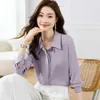 Blouses Femmes Chemises 2023 Automne Violet Femmes OL Style C Design Manches Longues Vintage Femme Casual Topsyolq