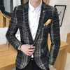 Mens Suits Blazers varış marka giyim bahar takım elbise ceket erkekler ekose moda ince erkek rahat elbise 231129