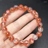 Link Armbanden Natuurlijke Rode Vuurkwarts Hematoid Armband Sieraden Voor Vrouw Man Fengshui Genezing Rijkdom Kralen Kristal Gift 1pcs 8MM