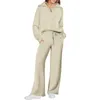 Kvinnors tvåbitar byxor Kvinnor 2 kläder Sweatsuit Overized Loose Pullover Sweatshirt och Wide Leg Matching Set Fall Sweater Tracksuits