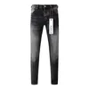 Jeans pour hommes Noir Marque Violet Pour Hommes Y2k Classique High Street Peinture Graffiti Motif Endommagé Slim Fit Skinny Pantalon Denim Pantalon