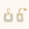 Brincos de garanhão amarelo ouro completo moissanite gota para mulheres s925 tira 1.68ct quadrado diamante orelha de alta qualidade festa jóias presente