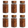 Storage Bottles 6Pcs Glass Spice Jars With Bamboo Lid Seasoning Containers Salt Pepper Shakers Organizer Kitchen Jar Set