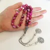 Strand Tasbih perles de prière couleur Rose naturelle pierre d'agate musulman Misbaha 33 turc mode professionnel chapelet usine Tasbeeh