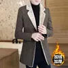 Мужской шерстяной плащ, мужской бархатный толстый шерстяной тканевый пиджак средней длины, осень-зима, Mont Erkek, узкие топы в корейском стиле, Monteau Homme 231130