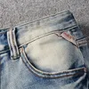 Jeans da uomo stile italiano moda uomo pantaloni di jeans firmati vintage strappati sottili elastici blu chiaro lavato retrò di alta qualità