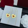 Moda v marca corazón Amor Pendientes largos Joyería de diseño de lujo Mujer Pendiente de oro Pendientes de aro clásico Joyería para fiesta de boda Gota para oído CSD2311304