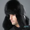 Bonnet / Crâne chapeaux designers femmes Casquettes Hommes Véritable Fourrure De Renard et cuir véritable Chapeau Russe Ushanka Hiver Chaud Aviateur Trappeur Bomber