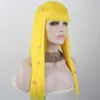 Rendendo peruca reta cosplay bola fibra química cabelo amarelo estrela fita longa faixa de cabelo reto