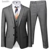 Costumes pour hommes Blazers Blazers Veste Pantalon Gilet / 2023 Mode Nouveaux Hommes Décontracté Boutique Affaires Britannique Plaid Rayé Costume Manteau Pantalon GiletL231130