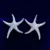 Kolczyki w stylu rozgwiazdy białego złota 5a przezroczyste diamentowe CZ Wedding Studs For Festival Festival Prezent229W