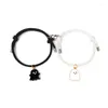 Charm Bracelets 2pcs/set Halloween Magnet Bracelet For Friends Couple Pumpkin String Rope Handmade Jewelry Friendship Gift