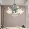 Chandeliers Modern Pendant Lights French Pastoral Flowers Glass Crystal Chandelier Living Dining Room Home Decor Lustre Design Luxe