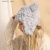 Berretti / teschio Xtre cappello di pelliccia di coniglio lavorato a maglia passamontagna invernale con orecchie berretti da donna cappello bomber berretto con paraorecchie casual invernale cappelli da cacciatore femminile Q231130